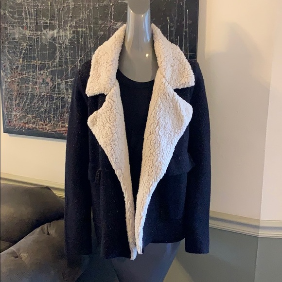 NWT Zara Knit Sherpa Trim Oversized Sweater Jacket - Picture 2 of 8